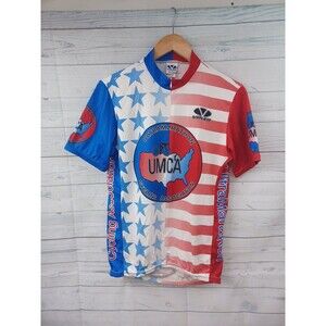 Voler Ultramarathon Mens Cycling Jersey Red Blue Pockets Sz L